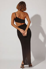 One Shoulder Cut Out Maxi Dress in Black