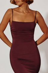 Ruched Bodycon Maxi Dress in Brown