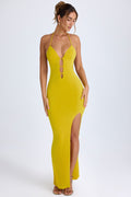 Cut-Out Halterneck Maxi Dress in Buttercup