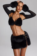 Faux Fur Triangle Bralette in Black
