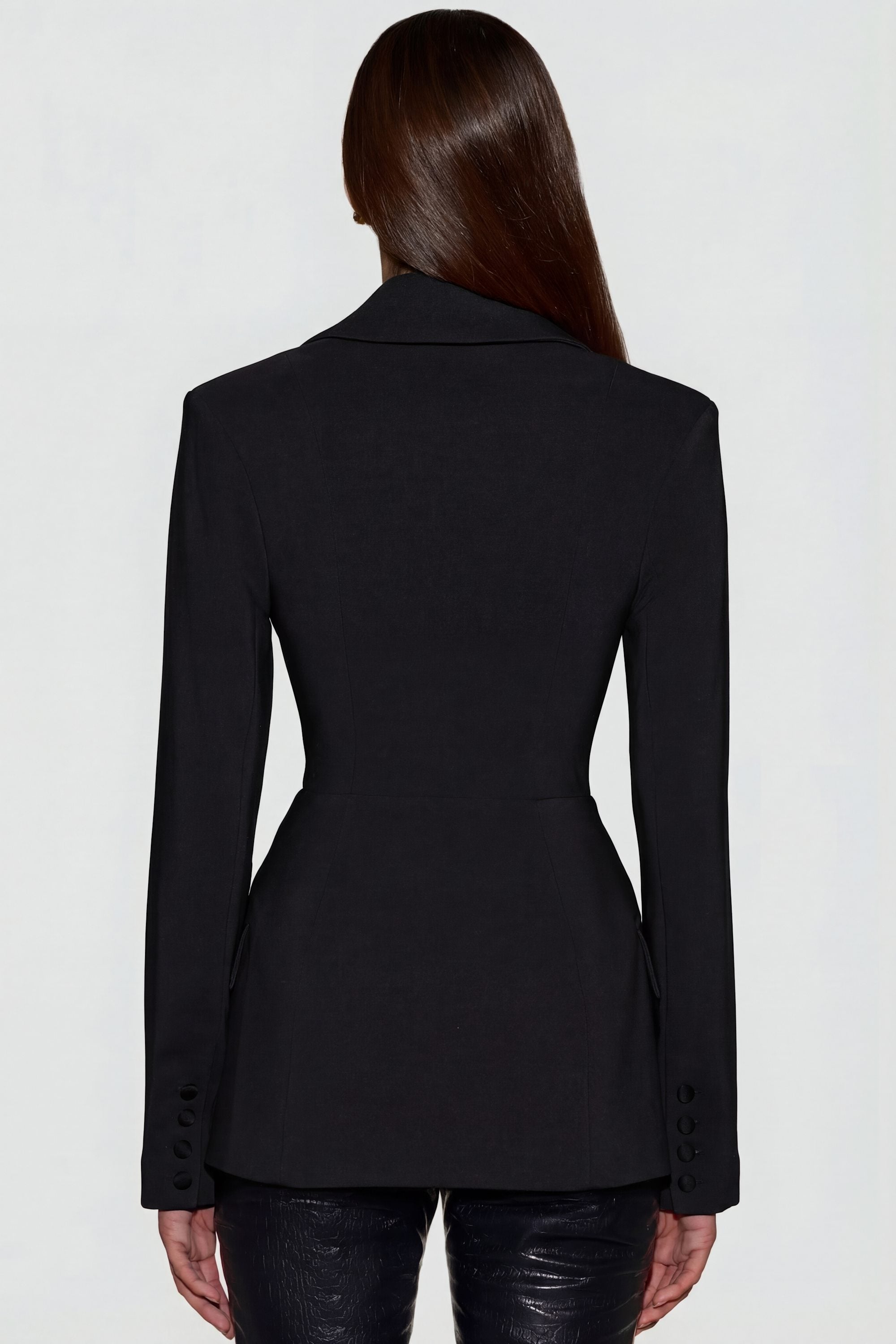 Structured Double-Breasted Blazer in Black