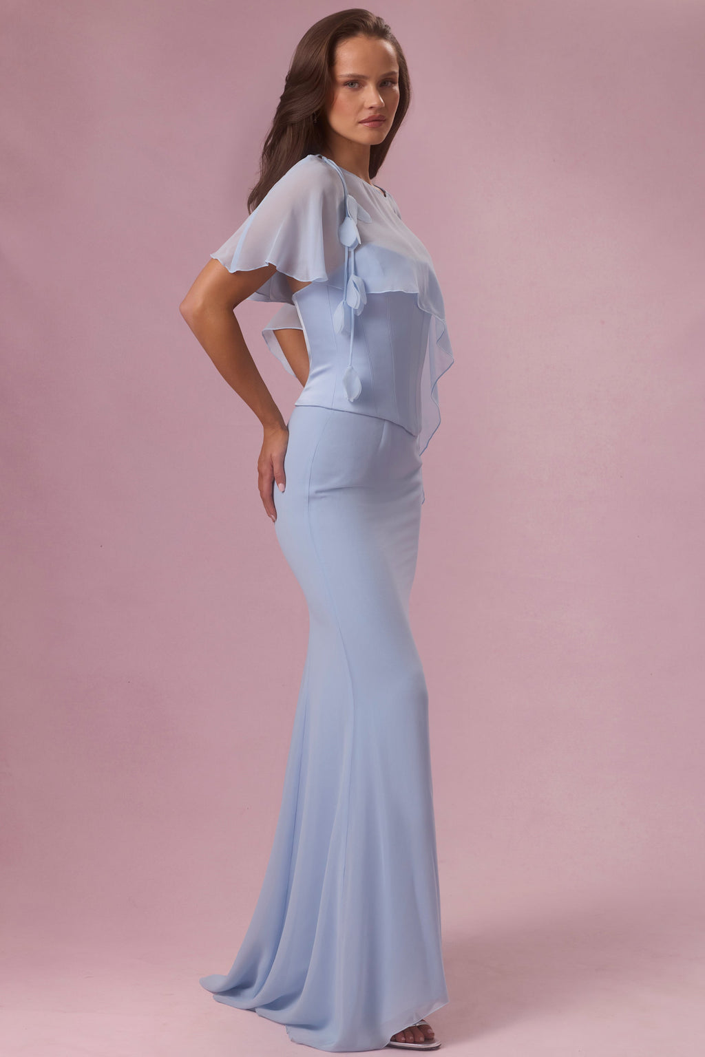 Chiffon Cape in Powder Blue