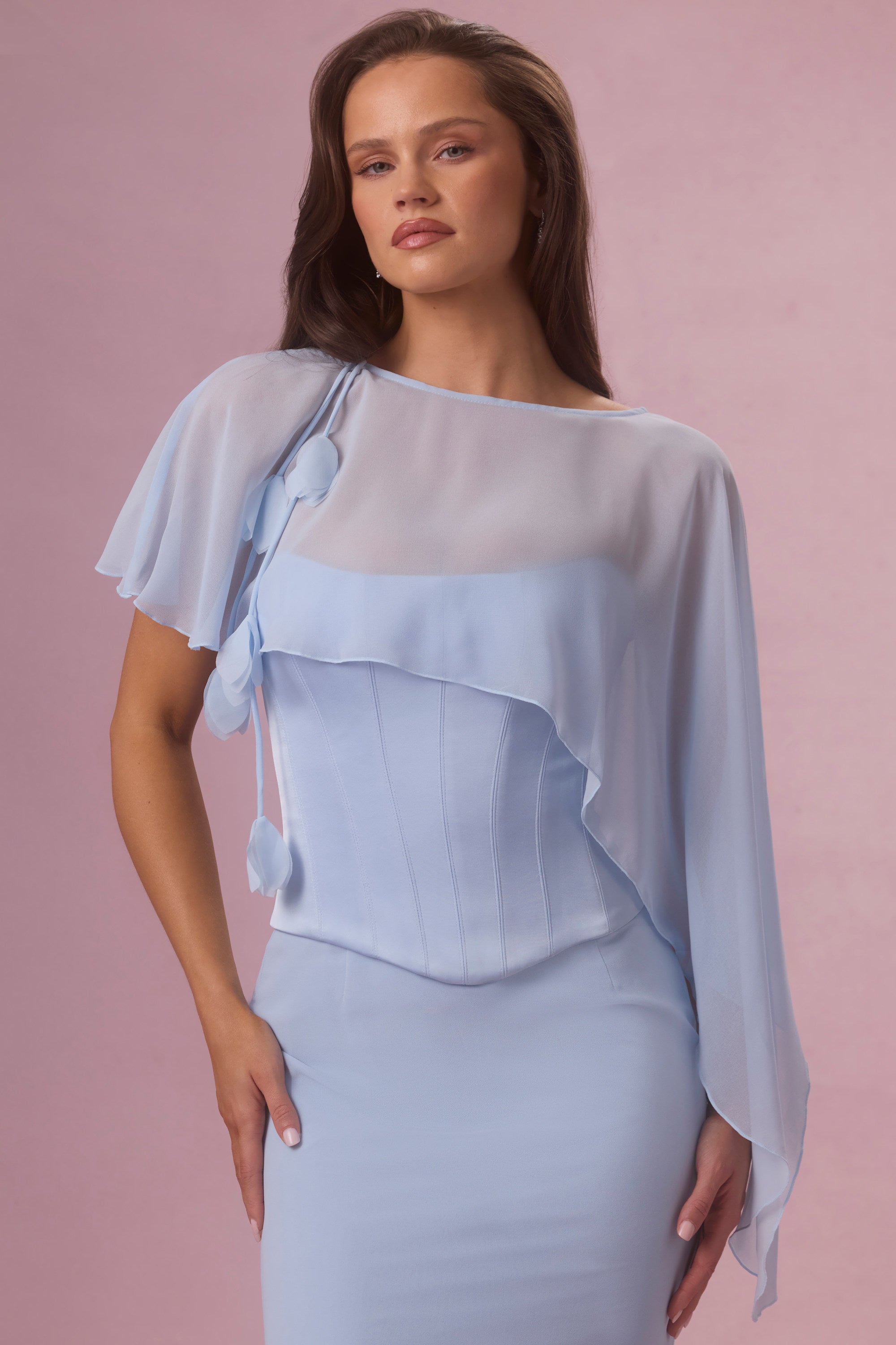 Chiffon Cape in Powder Blue