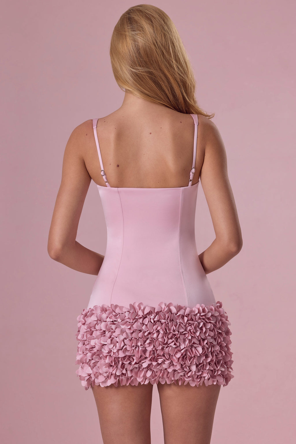 Satin Mini Dress in Blush Pink