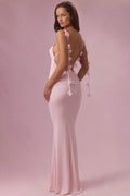 Jersey Draped Gown in Baby Pink