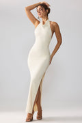 Premium Jersey Cowl Neck Backless Maxi Dress in Ivory