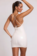 Vinyl Tie Back Scoop Neck Mini Dress in White