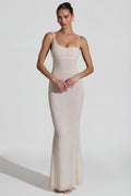 Embellished Backless Maxi Dress in White
