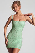 Embellished Bodycon Mini Dress in Pistachio