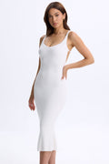 Modal Plunge Open-Back Midaxi Dress in White