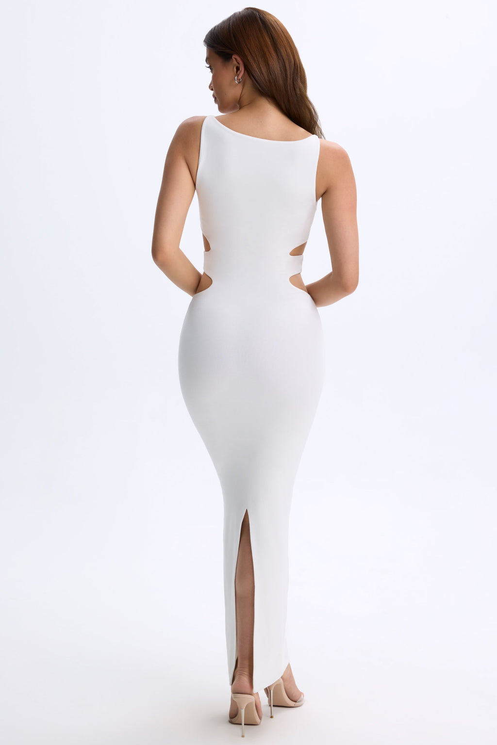 Modal Plunge Cut-Out Maxi Dress in White
