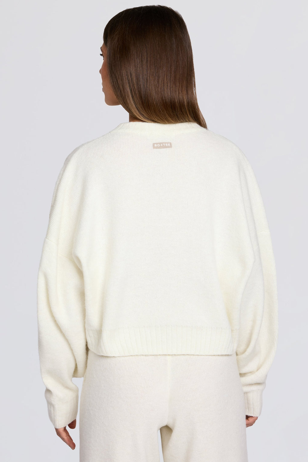 Knit Cropped Cardigan in Ivory