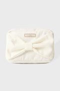 Corduroy Bow Makeup Bag in Ivory