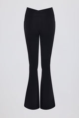 Soft Active V-Waist Pocket Flared Leggings in Black