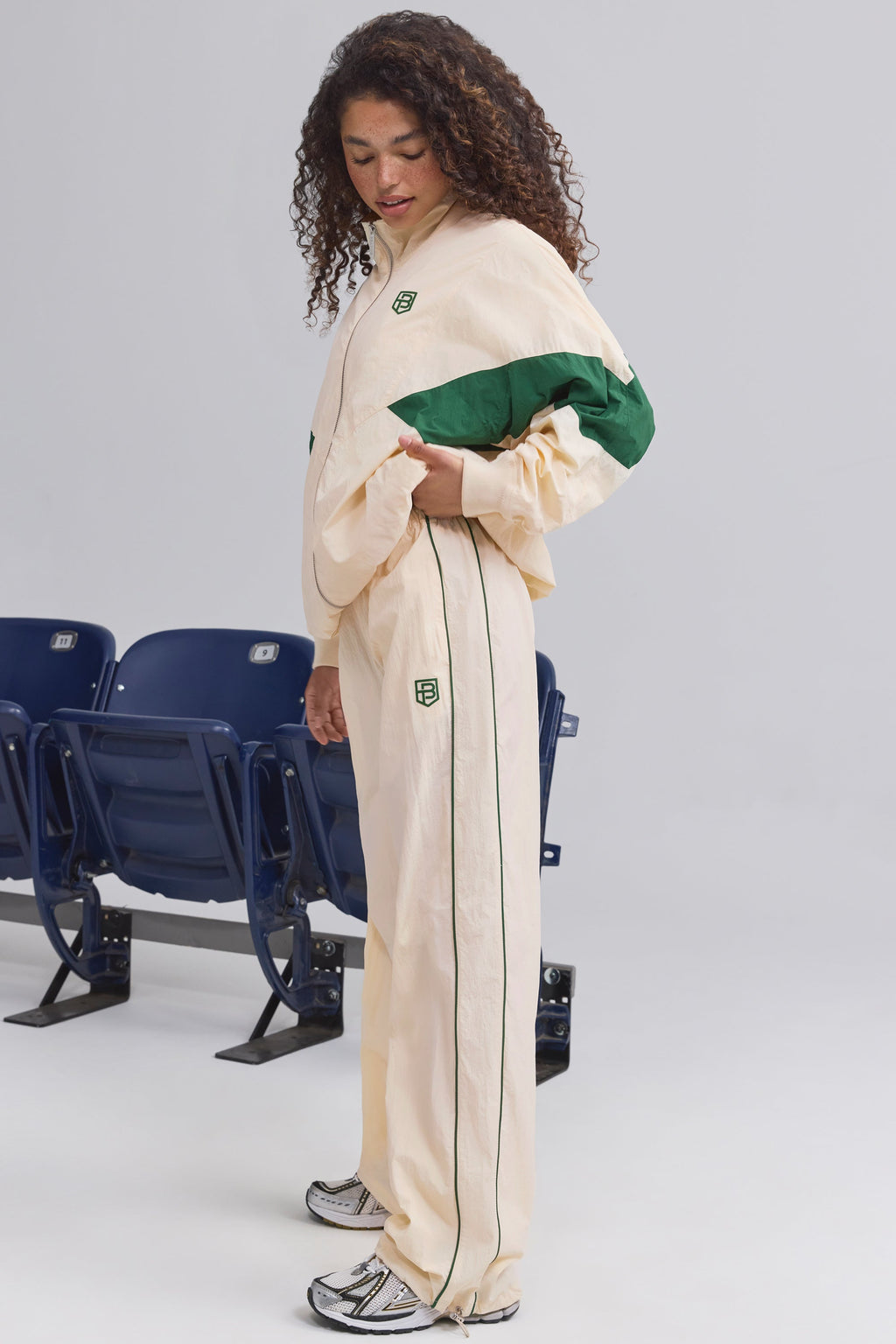 Water-Repellent Wide-Leg Track Pants in Marble