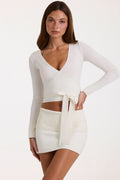 Soft Knit Wrap Top in Ivory