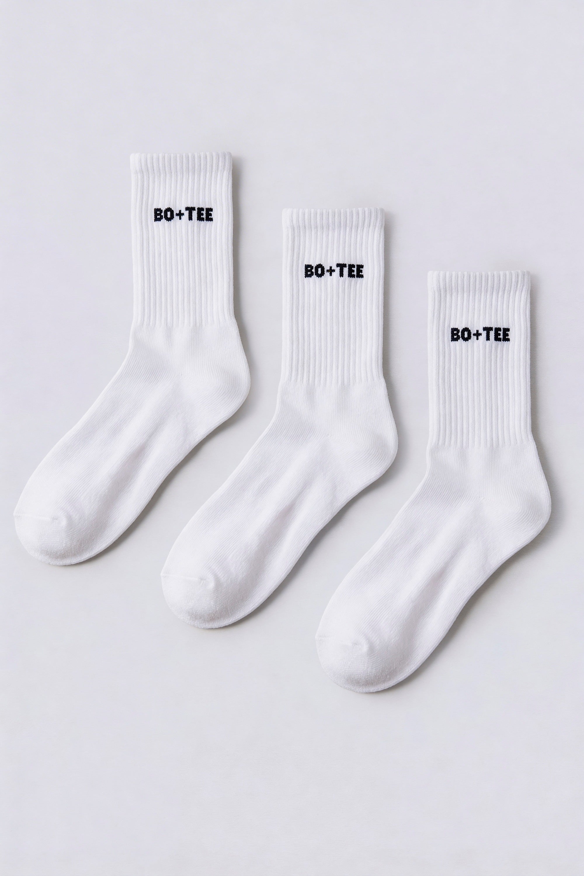 Ribbed Half-Crew 3-Pack Socks in White
