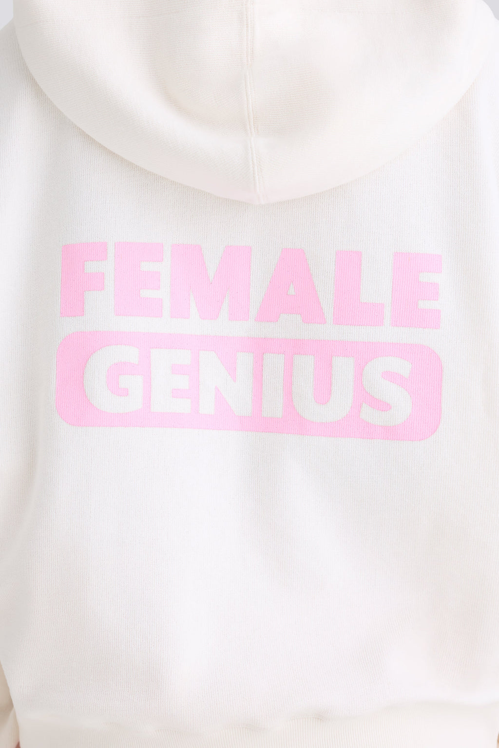 Textured Cotton Jersey Graphic Print Hoodie in White