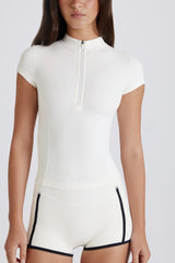 Soft Active Quarter-Zip Top in Ivory