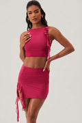 Ruffle Split Mini Skirt in Fuchsia