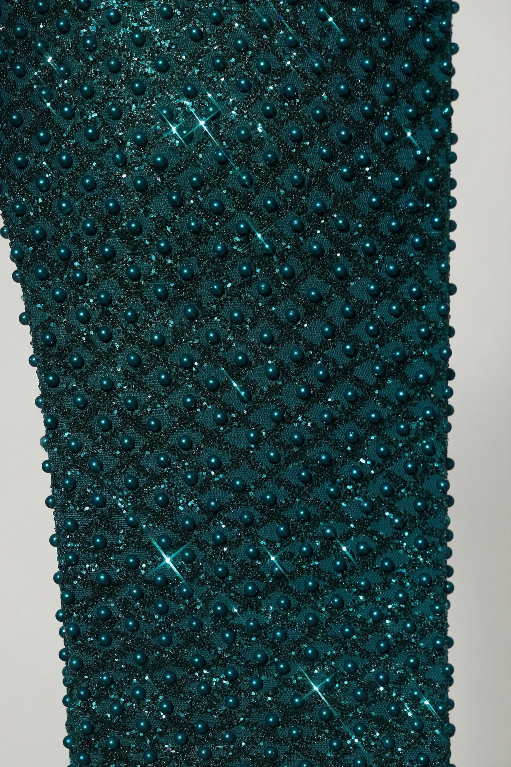 Embellished Cowl-Neck Mini Dress in Teal Green