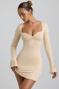 Slinky Jersey A-Line Mini Dress in Buttercream