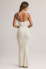 Modal Scoop-Neck Strappy Maxi Dress in Floral Print