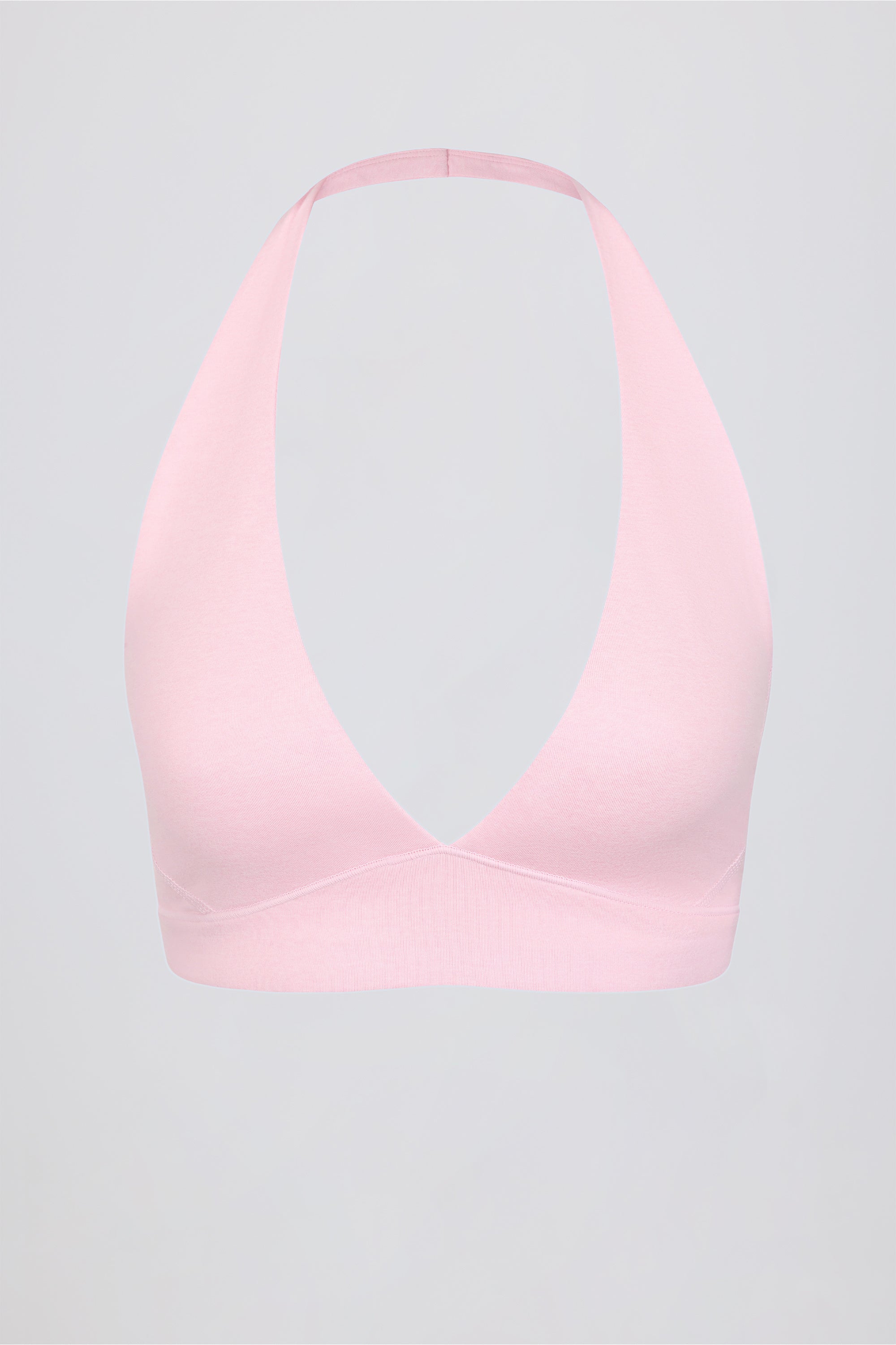 Brushed Jersey V-Neck Sports Bra in Pale Pink Marl